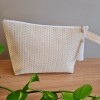 BOLSA TELA DE NYLON BEJE COM BRANCO 