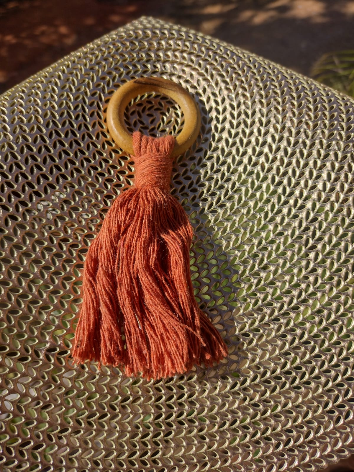 PORTA GUARDANAPO ANEL COM FRANJA TERRACOTA
