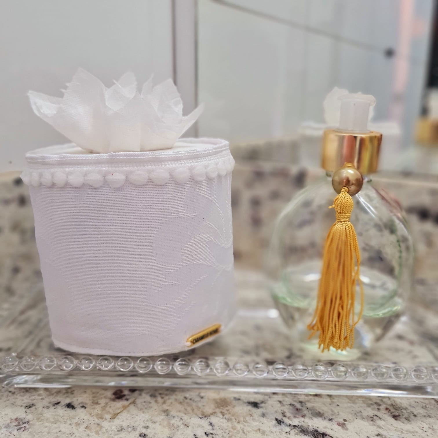 PORTA PAPEL HIGIÊNICO JACQUARD BRANCO