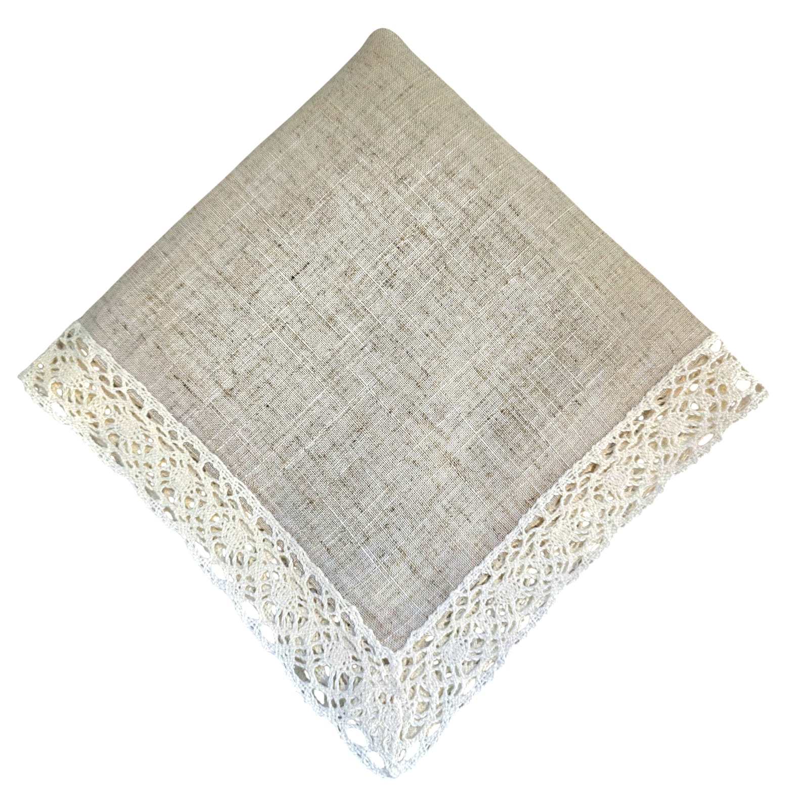 GUARDANAPO LINHO BEGE COM RENDA