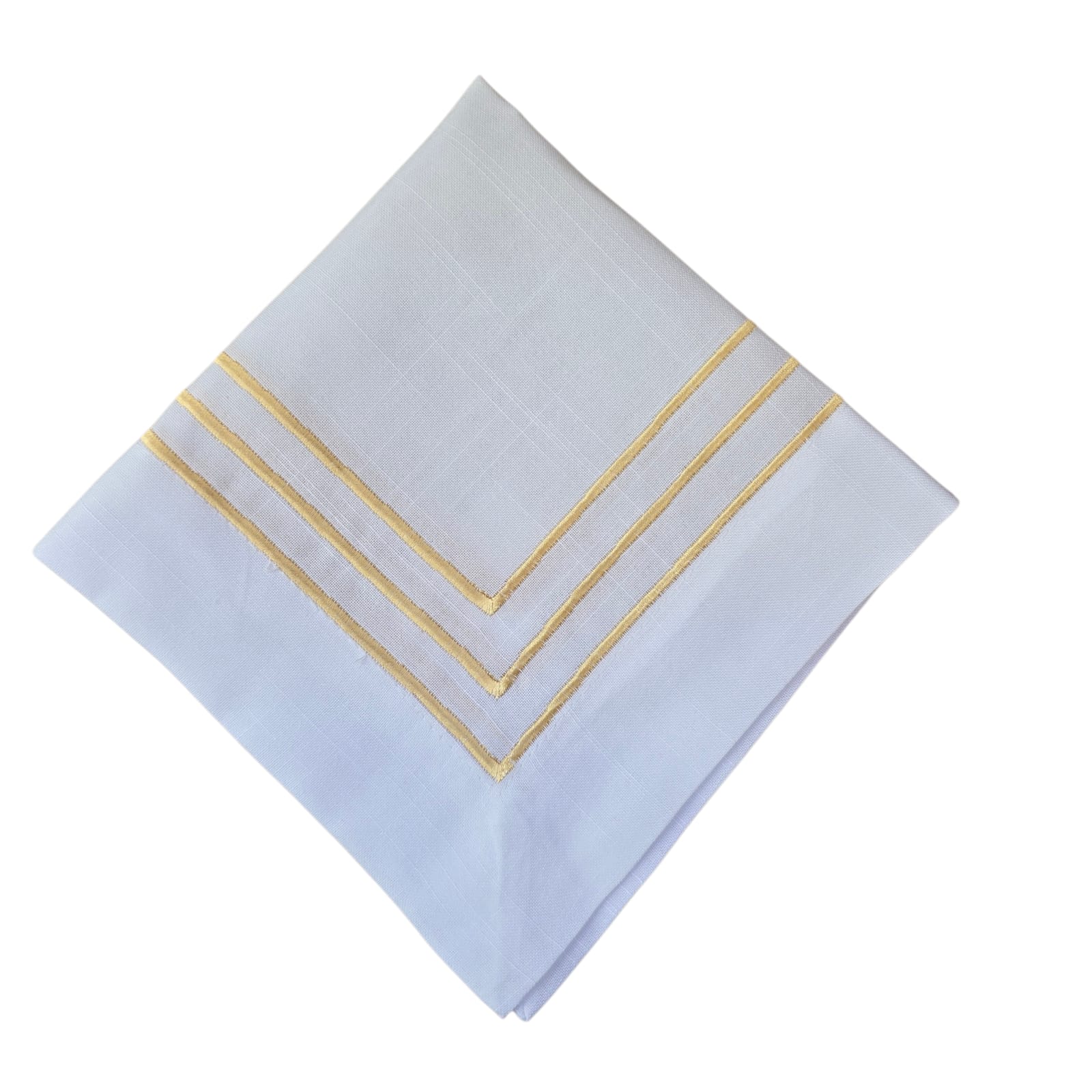 GUARDANAPO LINHO BRANCO BORDADO DOURADO TRILO