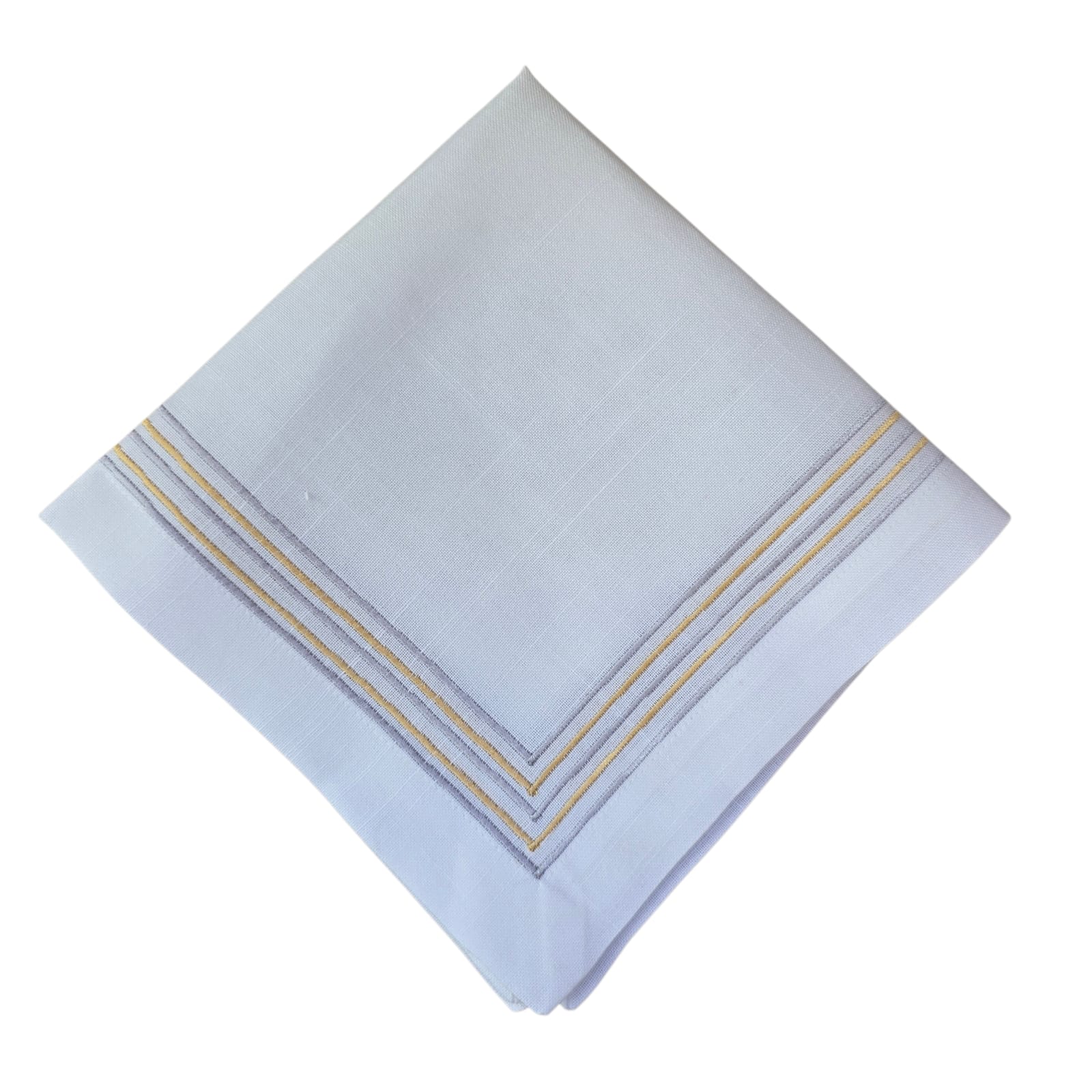 GUARDANAPO LINHO BRANCO BORDADO PRATA E DOURADO