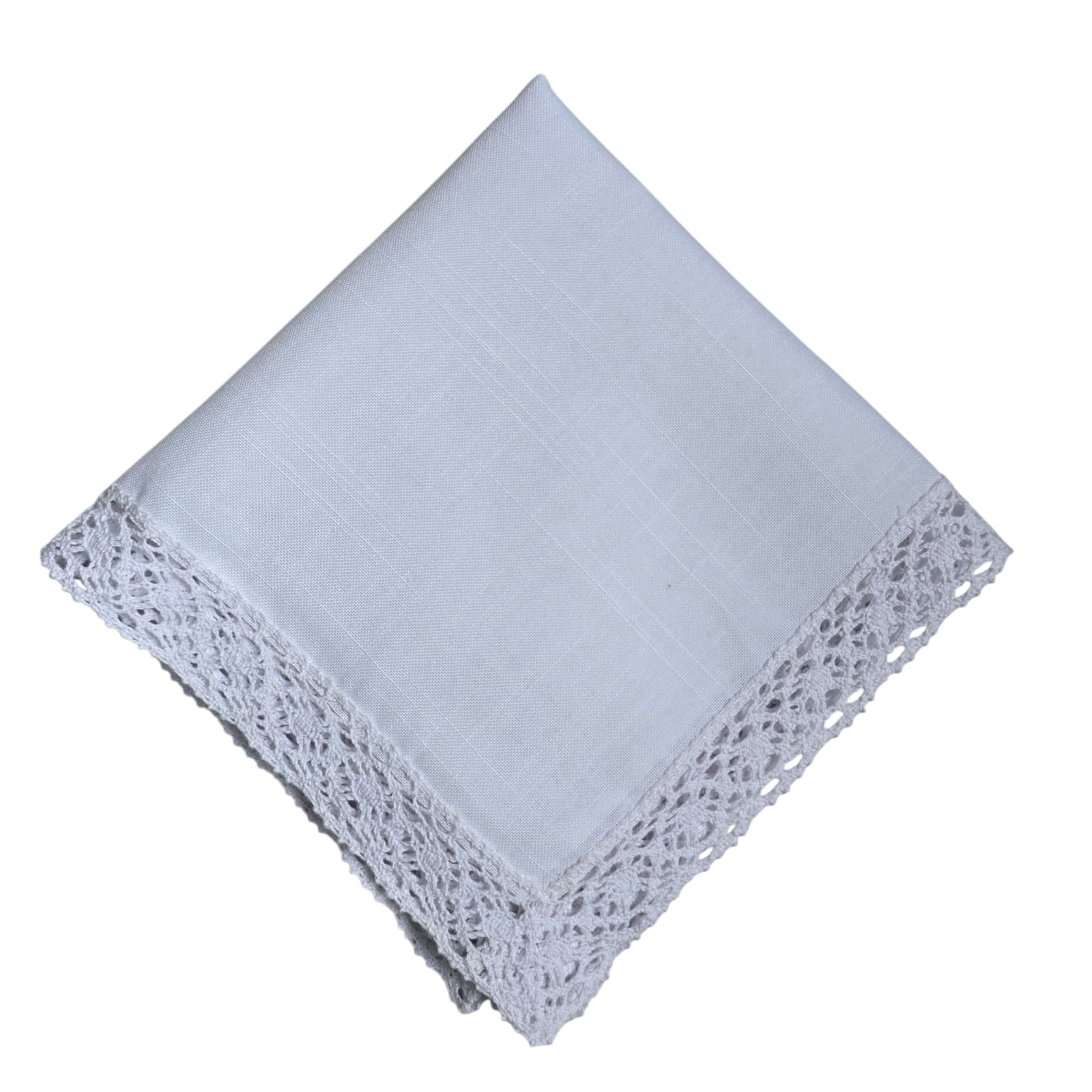 GUARDANAPO LINHO BRANCO COM RENDA DE ALGODÃO